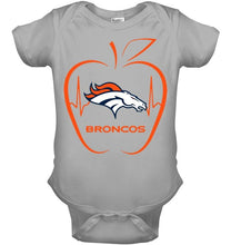 Load image into Gallery viewer, Denver Broncos heartbeat teacher apple shirt
