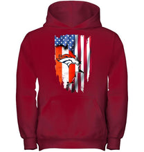 Load image into Gallery viewer, Denver Broncos flag ripped american flag shirt
