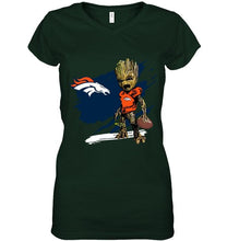 Load image into Gallery viewer, Denver Broncos angry baby groot ripped shirt

