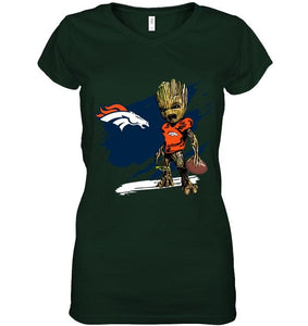 Denver Broncos angry baby groot ripped shirt