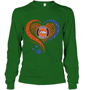 Denver Broncos heart glittering shirt