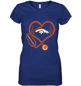 Denver Broncos nurse scope love heartbeat shirt