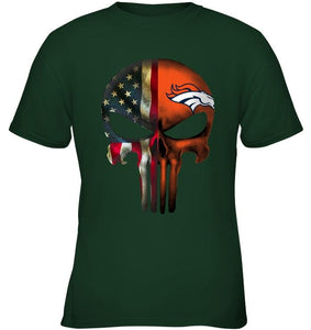 Denver Broncos skull american flag shirt