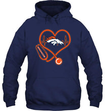 Load image into Gallery viewer, Denver Broncos nurse scope love heartbeat shirt
