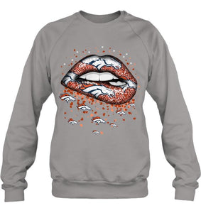 Denver Broncos heart glitter pattern lips shirt