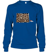 Load image into Gallery viewer, Denver Broncos panther pattern state map shirt
