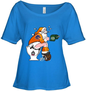 Santa Boise State Broncos in bathroom shirt