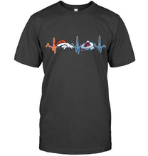 Load image into Gallery viewer, Denver Broncos Colorado Avalanche heartbeat shirt

