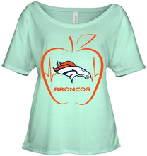 Load image into Gallery viewer, Denver Broncos heartbeat teacher apple shirt
