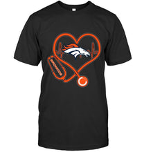 Load image into Gallery viewer, Denver Broncos nurse scope love heartbeat shirt
