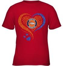 Load image into Gallery viewer, Denver Broncos heart glittering shirt
