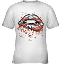 Load image into Gallery viewer, Denver Broncos heart glitter pattern lips shirt
