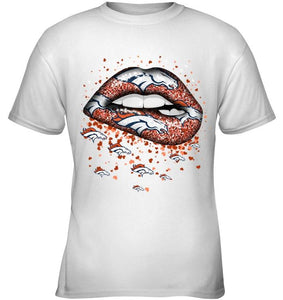 Denver Broncos heart glitter pattern lips shirt