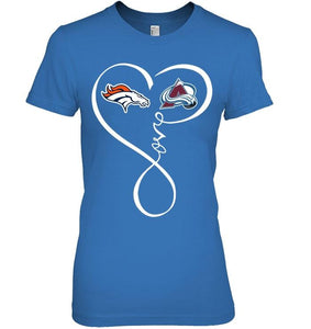 Denver Broncos Colorado Avalanche love heart shirt