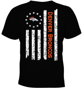 Denver Broncos star american flag on back shirt