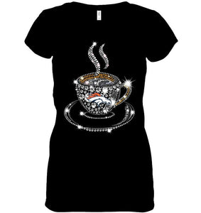 Denver Broncos coffee cup diamond glitter shirt