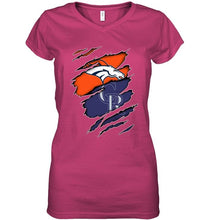 Load image into Gallery viewer, Denver Broncos and Colorado Rockies layer under ripped shirt
