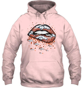 Denver Broncos heart glitter pattern lips shirt