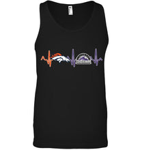 Load image into Gallery viewer, Denver Broncos Colorado Rockies heartbeat shirt
