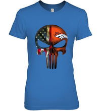 Load image into Gallery viewer, Denver Broncos skull american flag shirt
