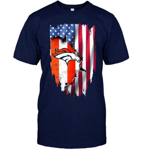 Denver Broncos flag ripped american flag shirt