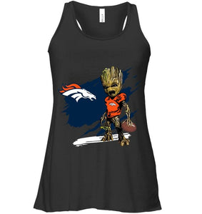 Denver Broncos angry baby groot ripped shirt