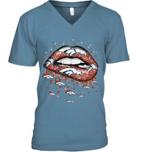 Load image into Gallery viewer, Denver Broncos heart glitter pattern lips shirt
