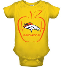 Load image into Gallery viewer, Denver Broncos heartbeat teacher apple shirt
