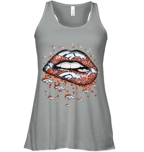 Denver Broncos heart glitter pattern lips shirt