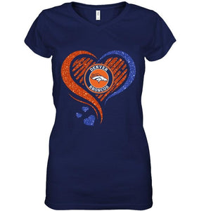 Denver Broncos heart glittering shirt