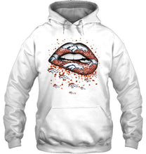 Load image into Gallery viewer, Denver Broncos heart glitter pattern lips shirt
