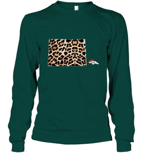 Denver Broncos panther pattern state map shirt