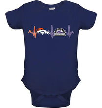 Load image into Gallery viewer, Denver Broncos Colorado Rockies heartbeat shirt
