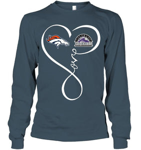 Denver Broncos Colorado Rockies love heart shirt