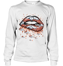 Load image into Gallery viewer, Denver Broncos heart glitter pattern lips shirt
