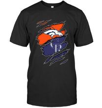 Load image into Gallery viewer, Denver Broncos and Colorado Rockies layer under ripped shirt
