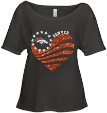 Load image into Gallery viewer, Denver Broncos glitter heart shirt
