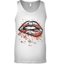 Load image into Gallery viewer, Denver Broncos heart glitter pattern lips shirt
