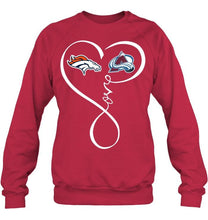 Load image into Gallery viewer, Denver Broncos Colorado Avalanche love heart shirt
