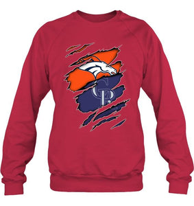 Denver Broncos and Colorado Rockies layer under ripped shirt