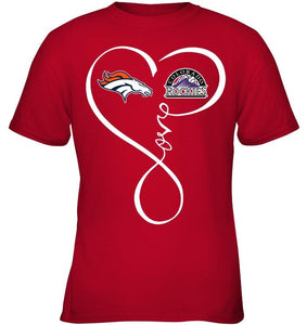 Denver Broncos Colorado Rockies love heart shirt