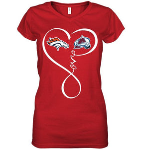 Denver Broncos Colorado Avalanche love heart shirt