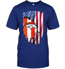 Load image into Gallery viewer, Denver Broncos flag ripped american flag shirt
