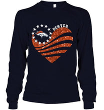 Load image into Gallery viewer, Denver Broncos glitter heart shirt
