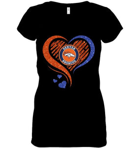 Denver Broncos heart glittering shirt