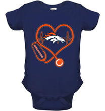 Load image into Gallery viewer, Denver Broncos nurse scope love heartbeat shirt
