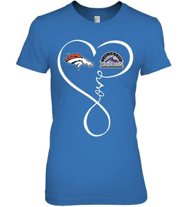 Denver Broncos Colorado Rockies love heart shirt