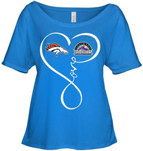 Load image into Gallery viewer, Denver Broncos Colorado Rockies love heart shirt
