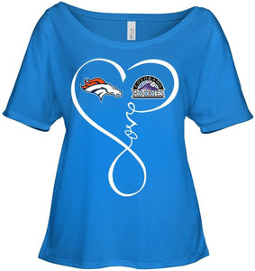 Denver Broncos Colorado Rockies love heart shirt