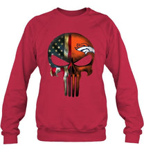 Load image into Gallery viewer, Denver Broncos skull american flag shirt
